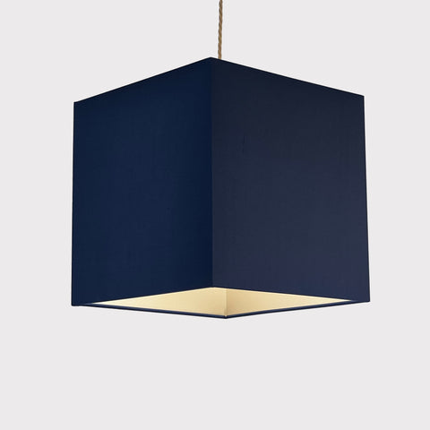Cube Blue Silk Lampshade by Iberian Lighting