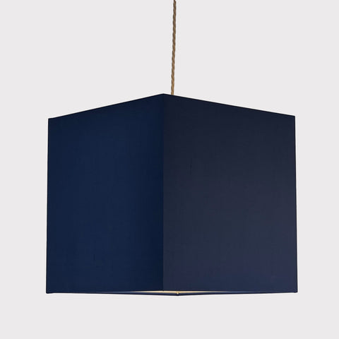 Cube Blue Silk Lampshade by Iberian Lighting