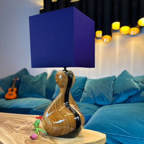 Cube Blue Silk Table Lamp by Iberian Lighting