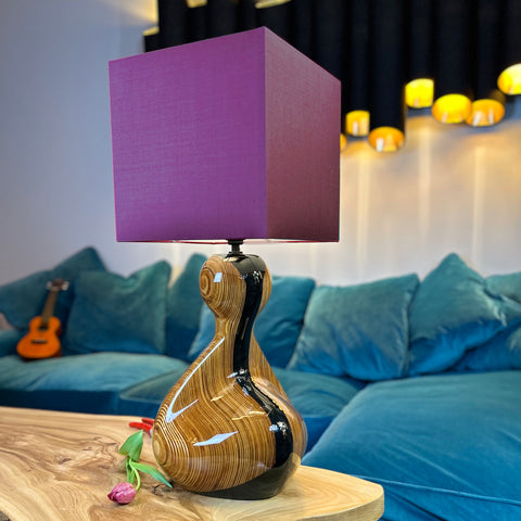 Cube Magenta Silk Table Lamp by Iberian Lighting