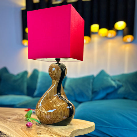 Cube Red Silk Table Lamp by Iberian Lighting