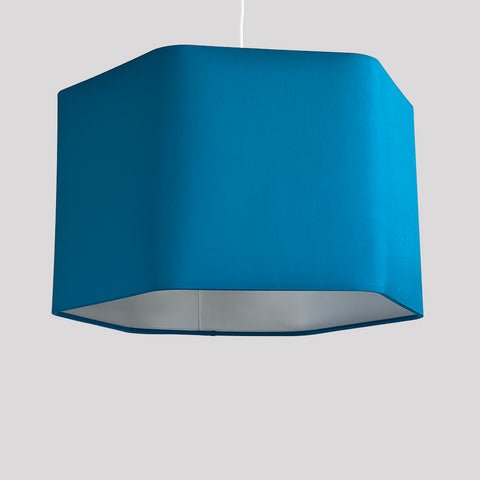 The Hexagon Blue Silk Lampshade by Iberian Lighting