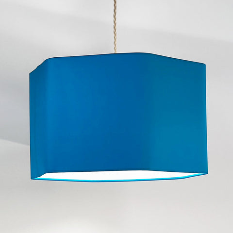 The Hexagon Blue Silk Lampshade by Iberian Lighting