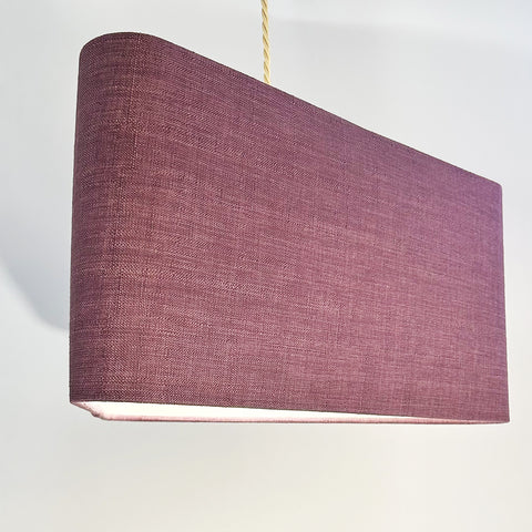 A side view of the Triangle Pink Linen Lampshade