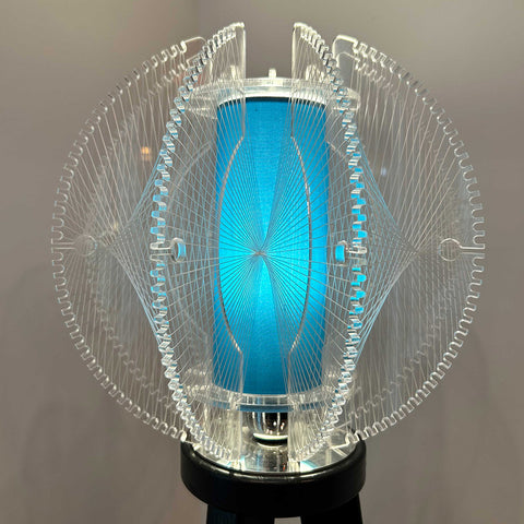The Winchelsea Acrylic String Floor Lampshade with a Blue Diffuser