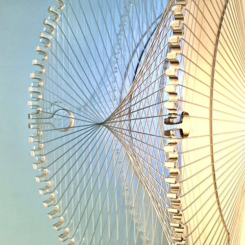 A close up view of the woven strings of the Winchelsea Acrylic String Lampshade