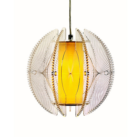 The Winchelsea Acrylic String Lampshade with a Yellow Diffuser