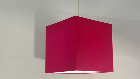 The Cube Red Silk Lampshade by Iberian Lighting