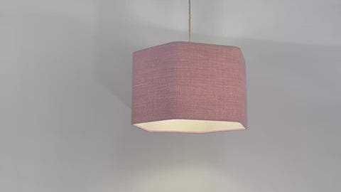Hexagon Pink Linen Pendant Lampshade by Iberian Lighting