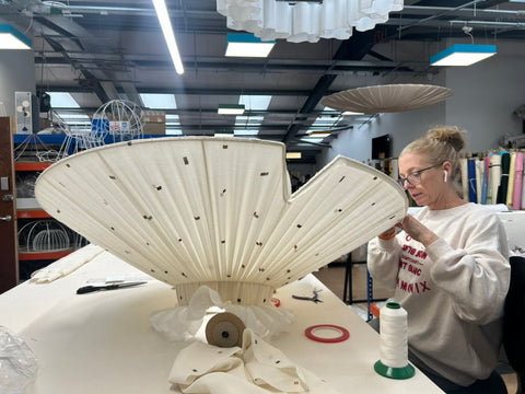 Lampshade maker at work