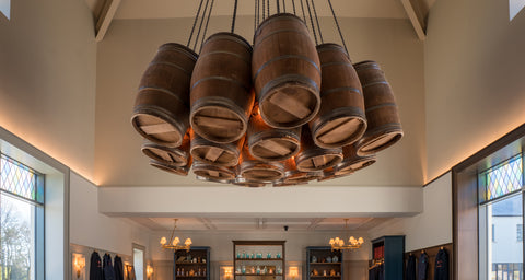 19 Wine Barrel Lights for Hinch Distillery, made by Iberian Lighting