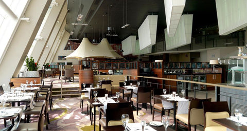 Europe's largest lampshades made by Iberian Lighting for the elegant Mariner Restaurant in the Crowne Plaza