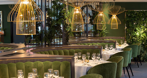 Cage Lights at Alberts Didsbury Restaurant made by Iberian Lighting
