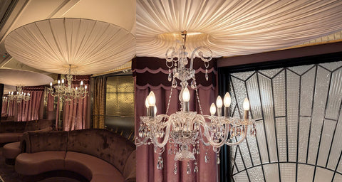 Oversized Canopy Lampshades at The Georgian Restaurant, Harrods made by Iberian Lighting