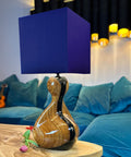 Cube Blue Silk Table Lamp by Iberian Lighting