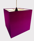 Cube Magenta Silk Pendant Lampshade by Iberian Lighting
