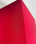 A detail shot of the Cube Red Silk Lampshade