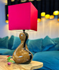 Cube Red Silk Table Lamp by Iberian Lighting