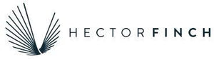 Logo of Hector Finch with a stylized leaf design on a black background
