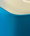 A close up view of the Hexagon Blue Silk Lampshade by Iberian Lighting