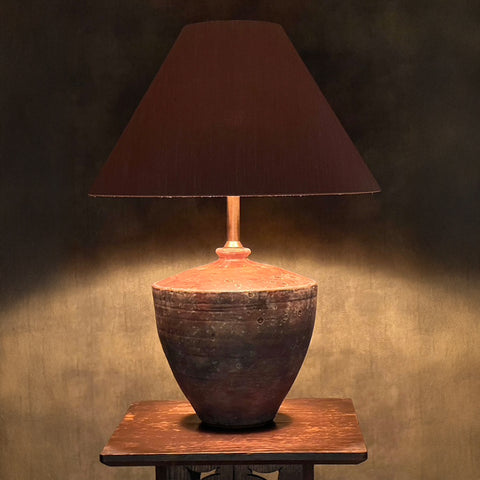 Onggi Red Coolie Table Lamp by Iberian Lighting and Ashdown Pottery