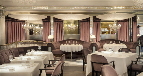 Oversized Canopy Lampshades at The Georgian Restaurant, Harrods made by Iberian Lighting