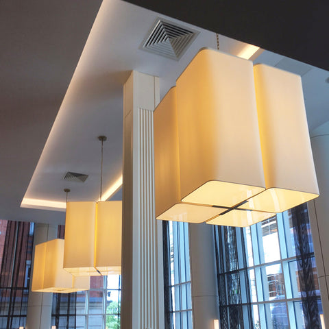 Oversized light fittings made by Iberian Lighting for Grand Central Hotel Belfast