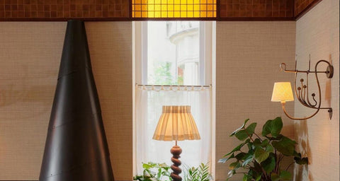 Pleated Empire Lampshade and the French Art Nouveau candle holder with the pierced card empire lampshades
