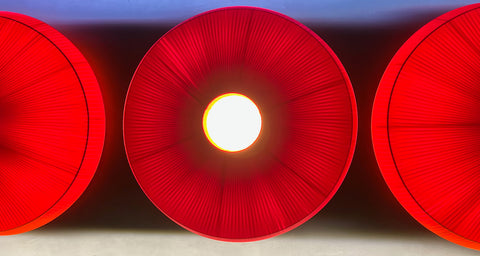 Red Ribbon Cooden Ceiling Cinema lampshade by Iberian Lighting